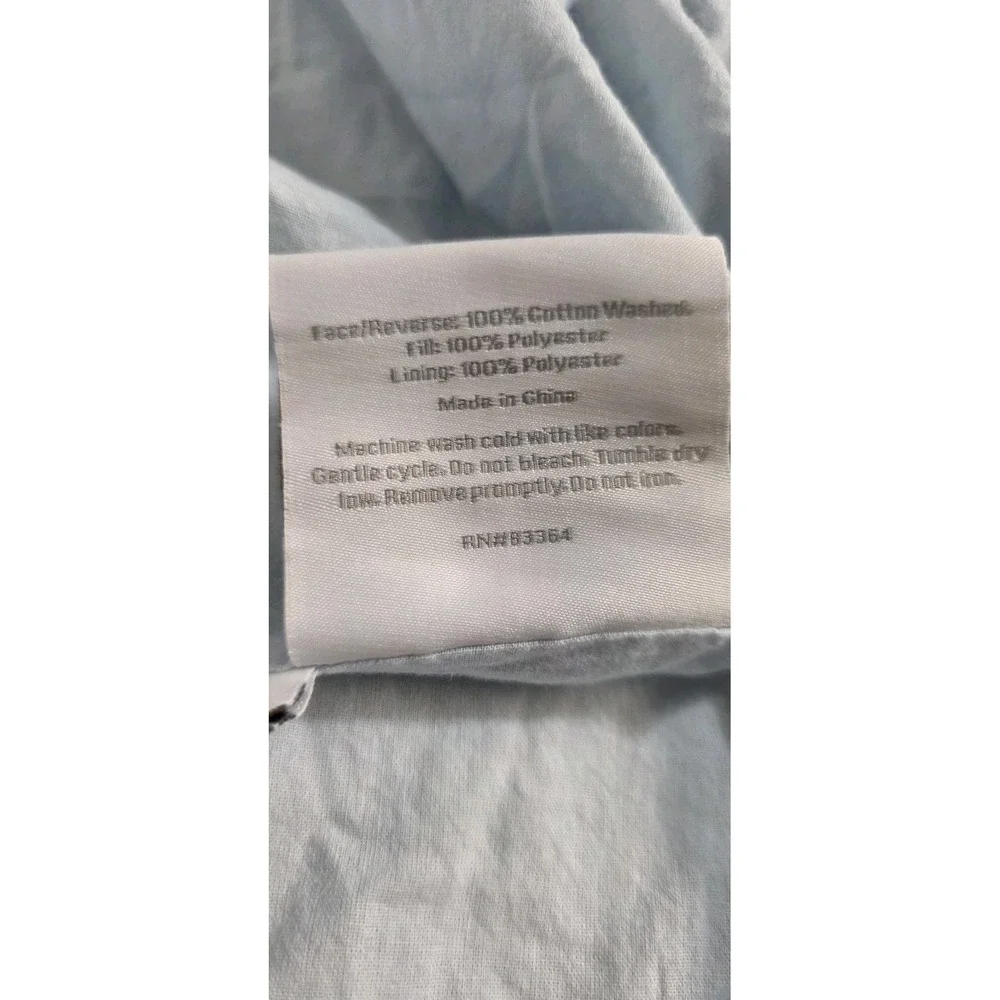 PotteryBarn Shabby Chic Ruffle Lt Blue Gray Embroidered Cotton Pillow Covers NEW